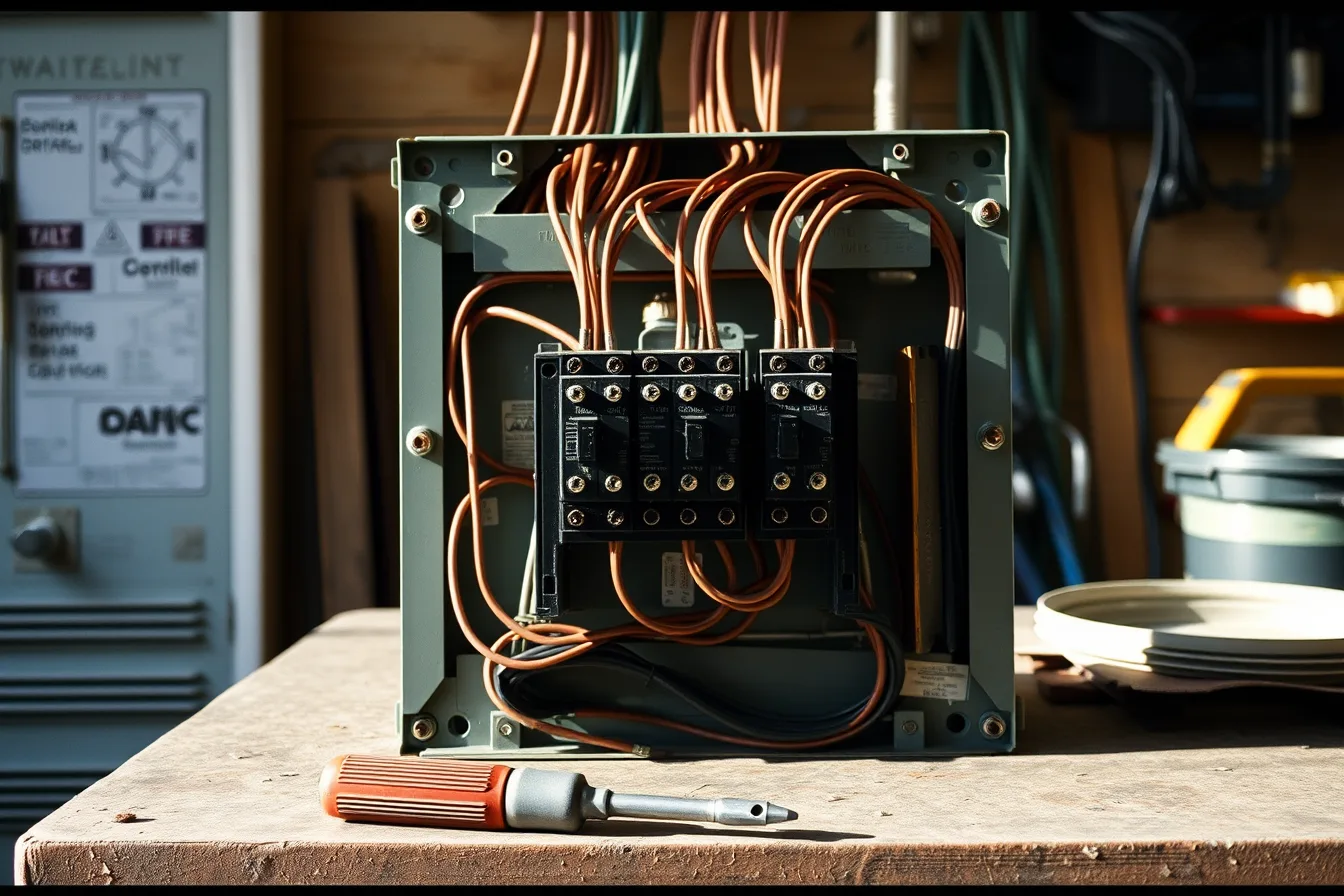 Open electrical panel with new breakers and copper wiring for heat pump and induction stove. What all-electric conversions look like from the trade side: the honest picture