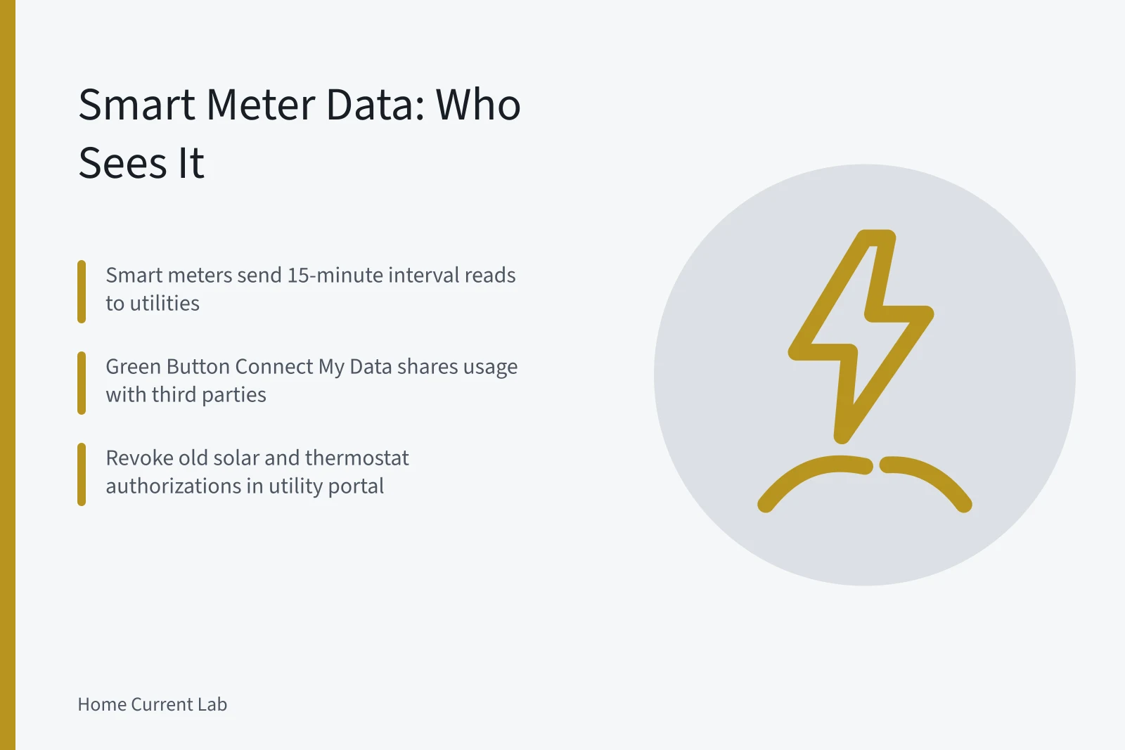 Smart meter interval data flowing from home to utility and third parties. Home electrification data privacy: what smart meters and apps reveal