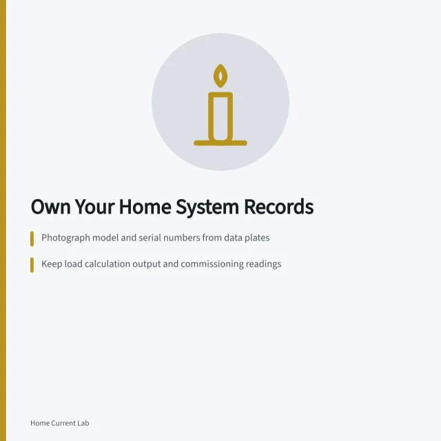 Card about keeping home energy system records and service agreements. 4 things about home energy contractors worth your time
