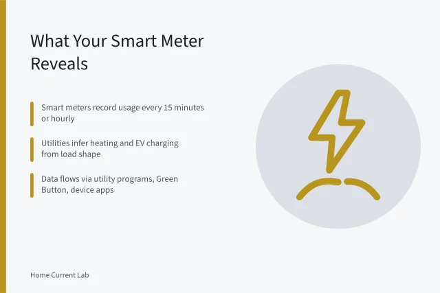 Smart meter interval data and utility privacy sharing diagram. Smart meter data and electrification privacy: what your utility can see