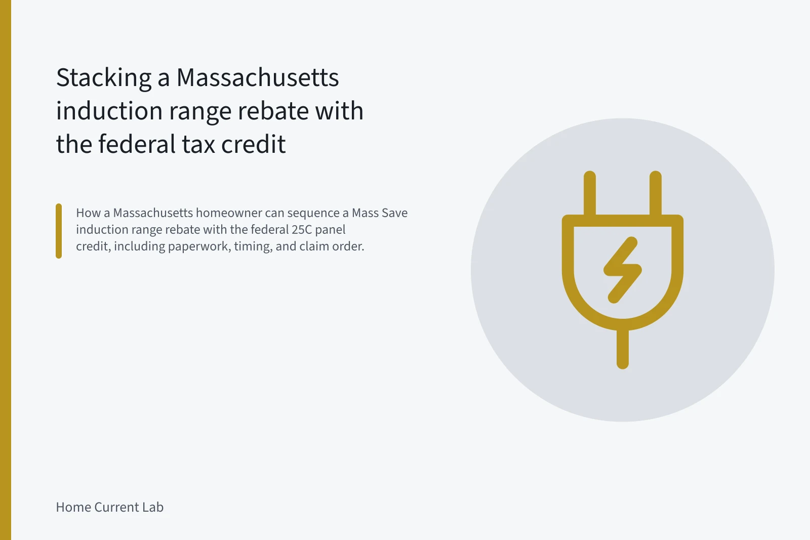 Electrician wiring a 240-volt breaker in a home electrical panel for an induction range. Stacking a Massachusetts induction range rebate with the federal tax credit