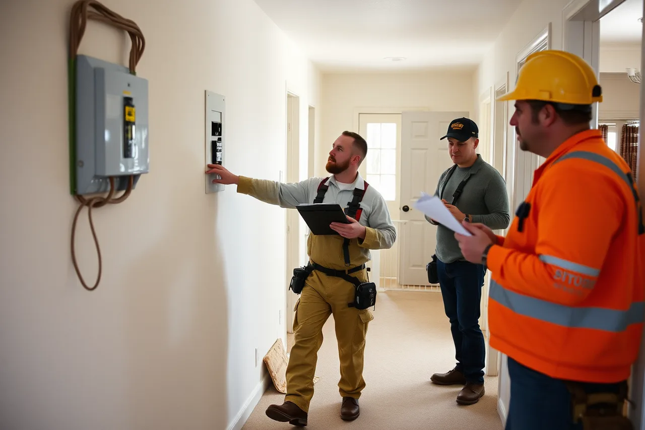 Electrician walking a home route with clipboard and panel (Electric home upgrades: what installation day actually involves, 2027 edition)